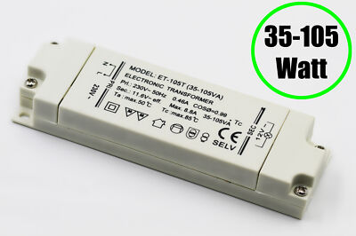 Elektronischer Halogen Trafo 12V 35-105 Watt, 220-240 V 50/60 Hz Lampen dimmbar 