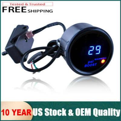 2'' 52mm Black Cover Car Universal Digital Blue LED PSI Turbo Boost Gauge Meter
