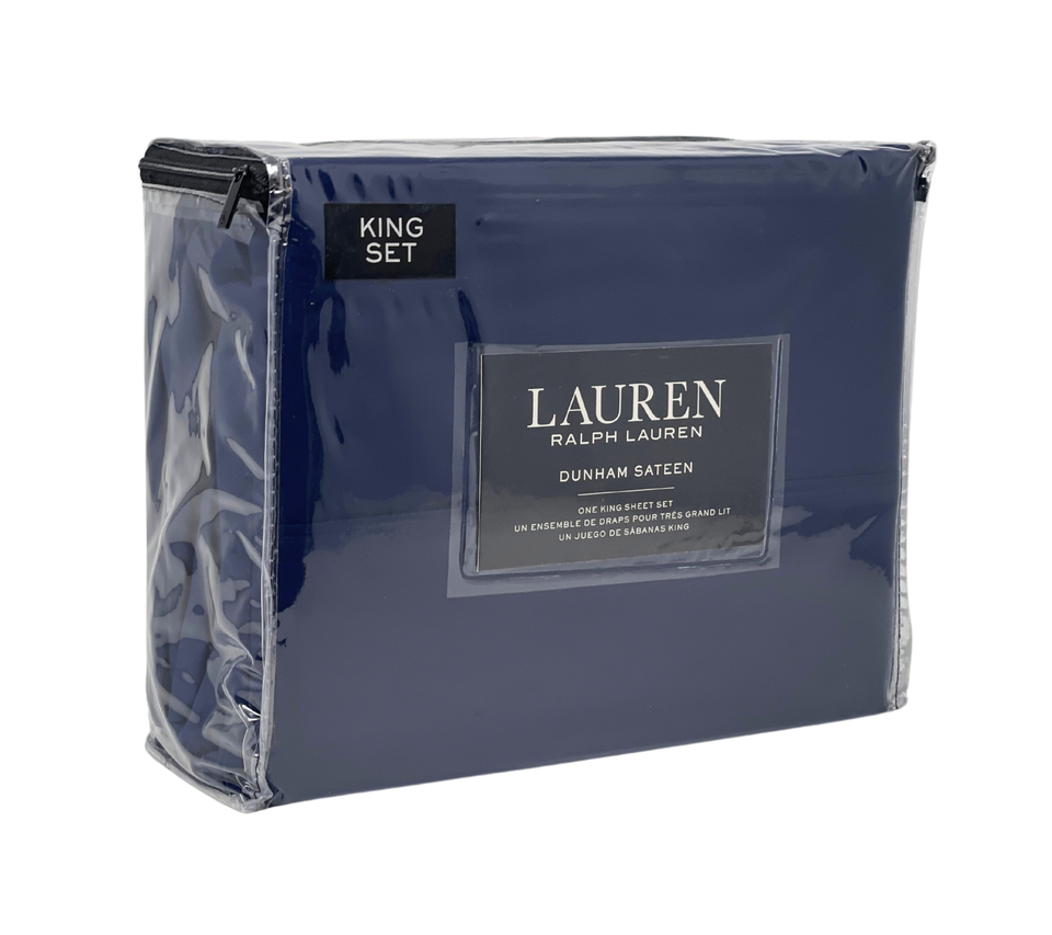 RALPH LAUREN 4 PC KING 300 TC Cotton Dunham Sateen Chic Cadet Blue