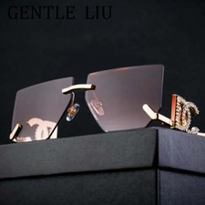 2024 Luxury Punk Rimless Square Sunglasses for Women