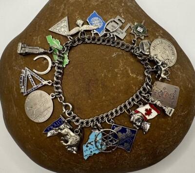 Morgans/Beau/Wells/ACo Sterling Silver 925/10k W Gold Charm Bracelet 54.9g #4