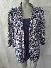 Improved Living Blue Floral Top Navy Blue Under Top Size XL Made in USA
