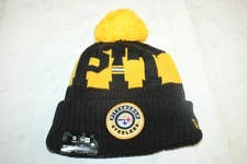NWT New Era Pittsburgh Steelers Knit Beanie Stocking Hat Black Yellow Pom