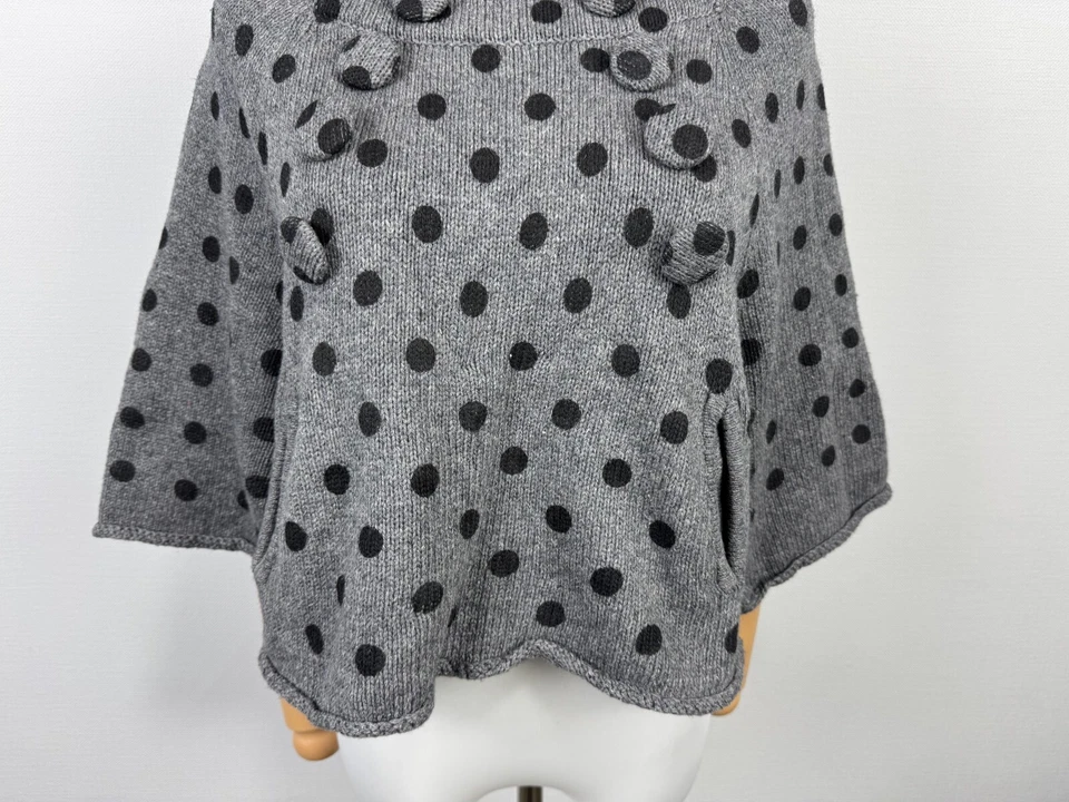 HWR Gray Tight Knit Polka Dot Designer Half Sleeve Short Sweater Sz M/L - Image 3 of 4
