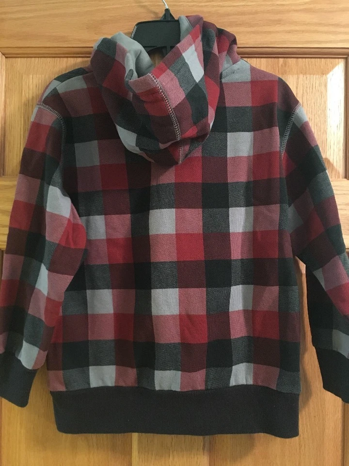 NOVO COM ETIQUETAS US$ 37 UNIONBAY BOYS 7 Cinza Vermelho Preto SWEATSHIRT Jaqueta HOODIE Dois Bolsos - Imagem 3 de 3