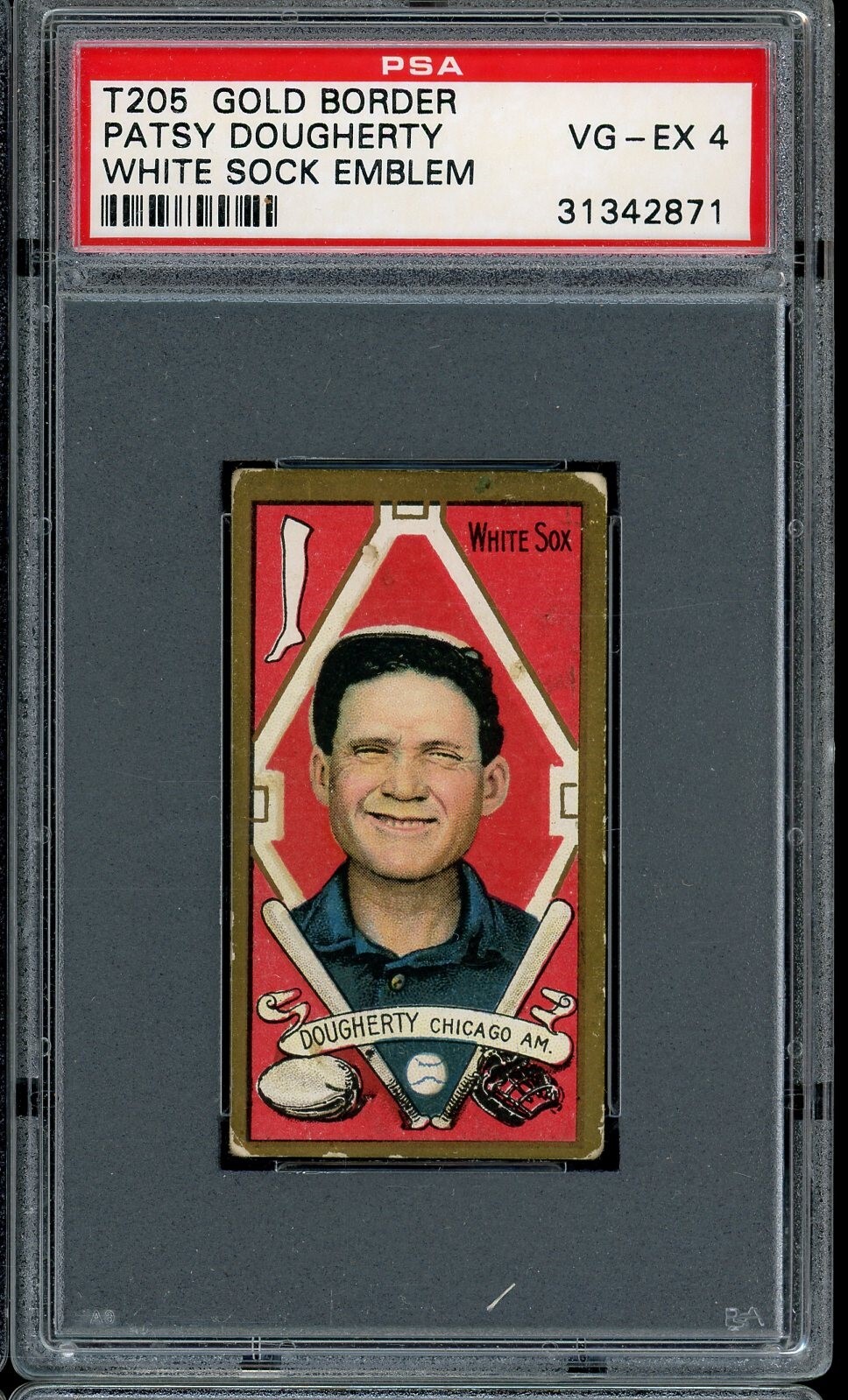 1911 T205 Gold Border Baseball Patsy Dougherty White Sox Emblem PSA 4
