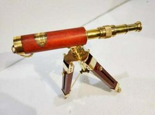 Brass Nautical Brass Telescope With Wooden Stand Floor Telescope With Leather
