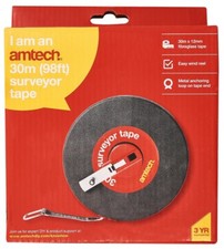 Image of 30M Surveyor Tape Builders Fibreglass Measureing Reel Roll Long Measure Amtech