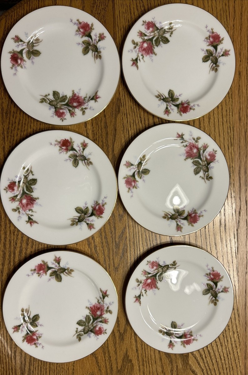 Set Of 6 Vintage Japan Moss Rose By Celebrate Bread & Butter Plate