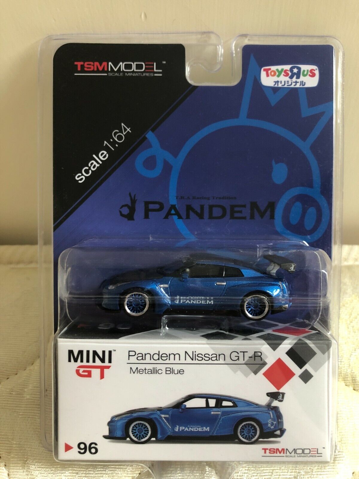 MINI GT 96 Toysrus (Carbon Bonnet) Pandem Nissan GT-R (R35) Metallic Blue GT