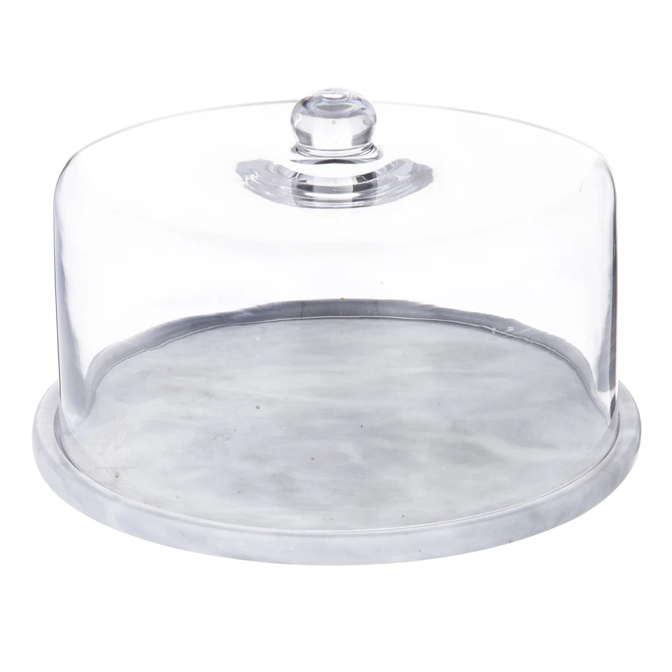 Davis & Waddell Cake Dome Display Nuvolo Marble Round Cake Stand with Lid