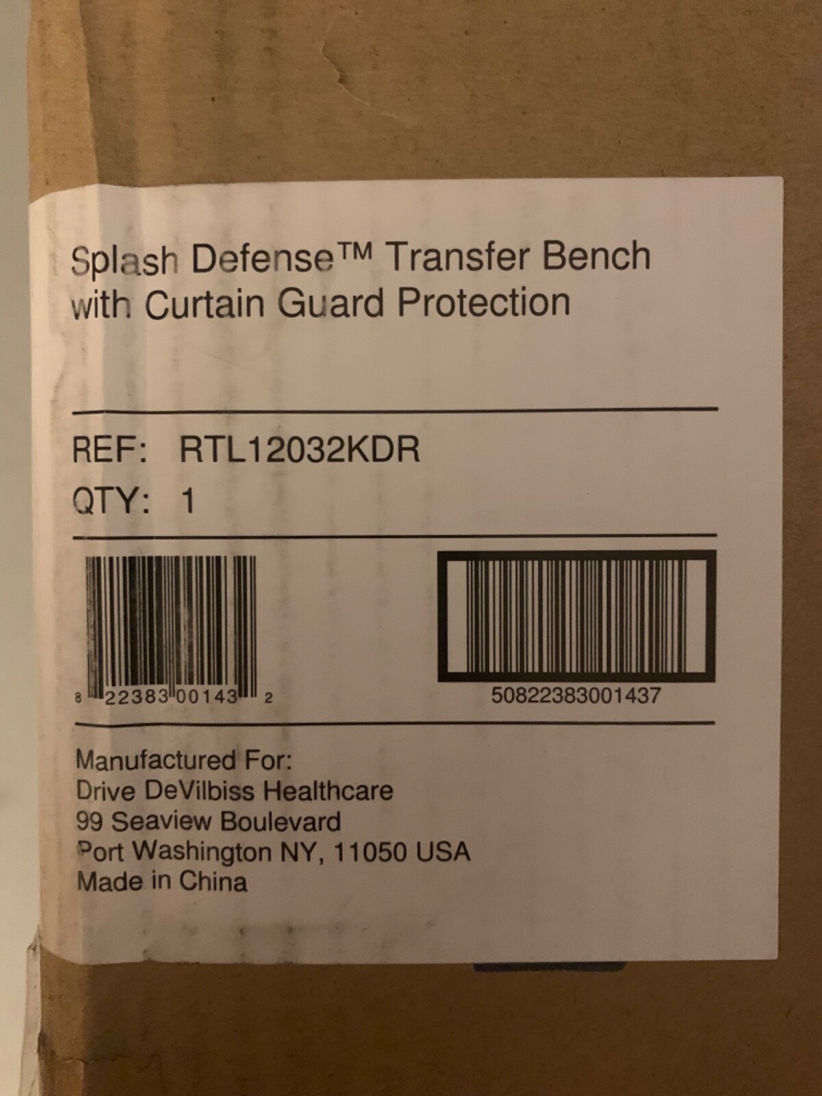 Drive Medical Splash Defense Transfer Bench with Curtain Guard