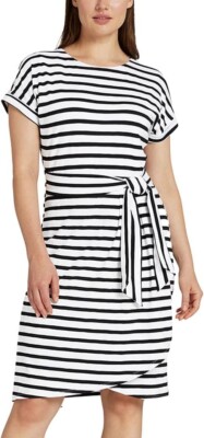 Chaps Ladies' Crewneck Knit Dress, Black White Stripe Large, Women's Chaps Ladies' Crewneck Knit Dress, Black White Stripe Large, Women's