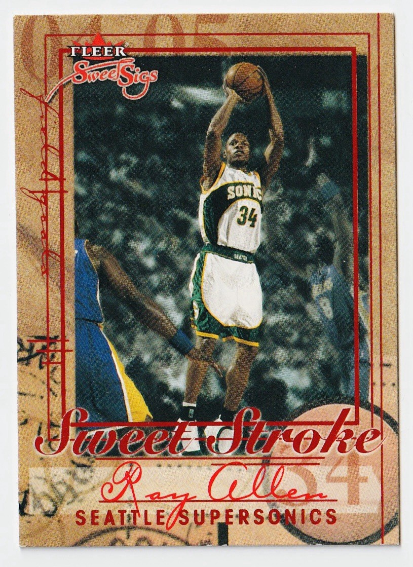 2004-05 Fleer Sweet Sigs Sweet Stroke #5SS Ray Allen Seattle Sonics HOF