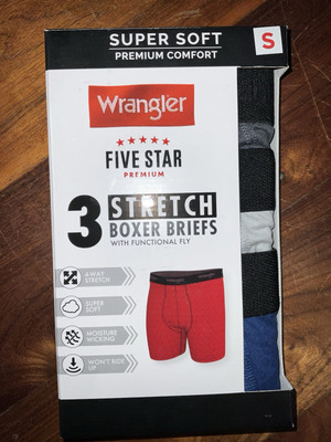 Wrangler Five Star, Boxer Briefs, Men s Small, NWT, Pkg Of 3