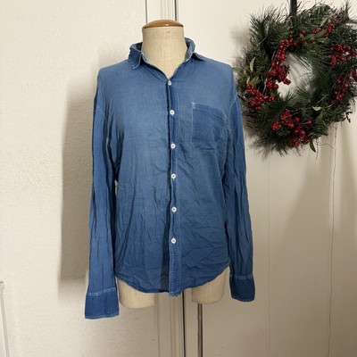 INDUSTRY OF ALL NATIONS true indigo 12 dips Blue 100 organic cotton button up S