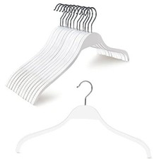 Slim Wooden Hangers with Extra Soft Non-Slip Rubber Grips, 10 10 PCS White