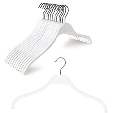  Slim Wooden Hangers with Extra Soft Non-Slip Rubber Grips, 10 10 PCS White