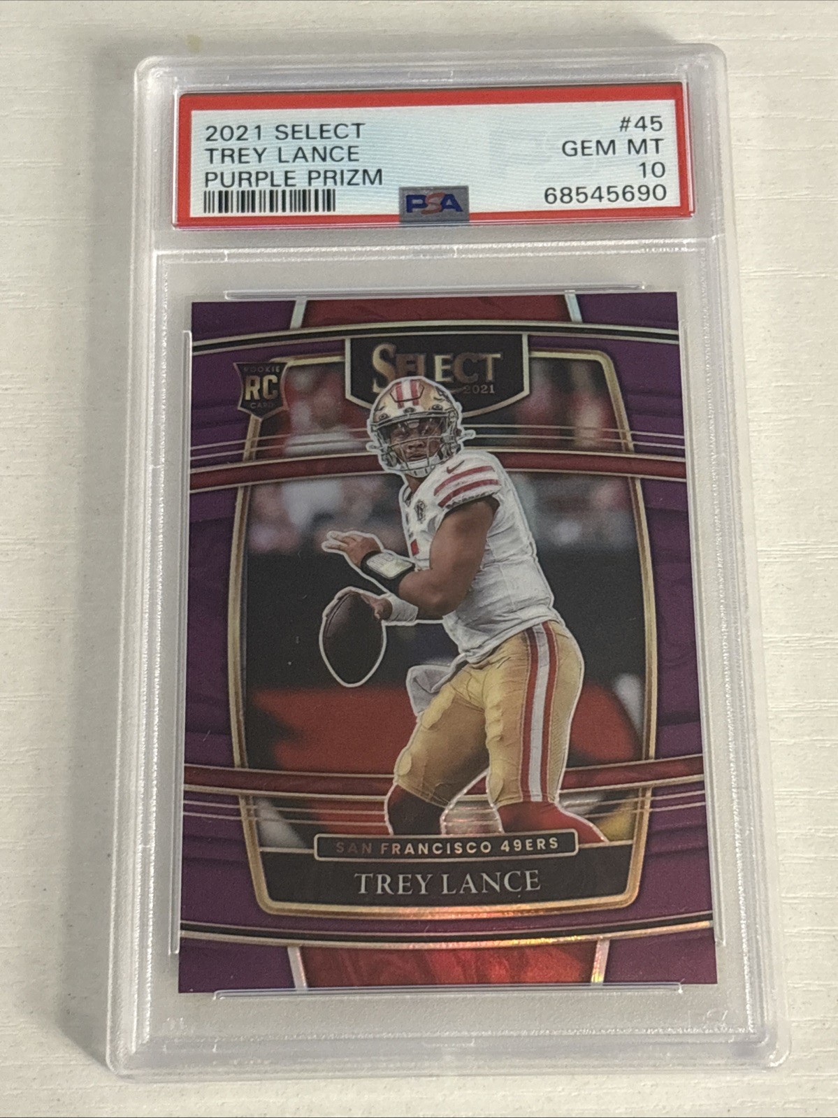 80225786 TREY LANCE 2021 Select Premier Level 145 Purple Prizm RC 72/75 PSA 10