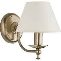 Wandleuchte Mit Schalter Metall Stoff H: 21 Cm Messing Antik Creme E14 Wandlampe