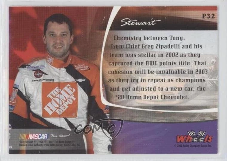 2003 Wheels American Thunder Dream Team Holofoil Tony Stewart #P32 HOF - Image 2 of 2