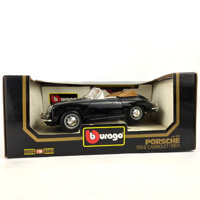 Burago Porsche 356B Cabriolet 1961 Diecast Black 1:18 Scale Italy NIB READ DESC