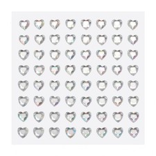 256 Pcs Heart Rhinestone 6mm Self Adhesive Gems Stickers White