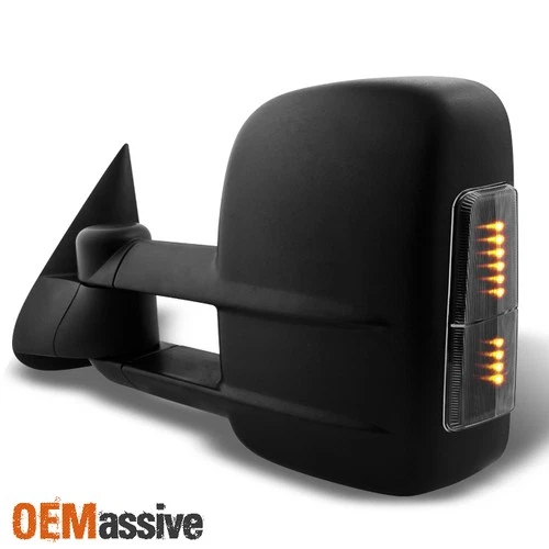 Fits 99-07 Silverado Manual LED Smoke Signal Driver Extendable Towing Mirror