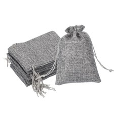 4x5.5 Inch Burlap Bags with Drawstring 50 Pcs Linen Gift Bags Gray