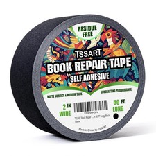 TSSART Book Repair Tape - Self Adhesive Matte Book Binding Tape 2 Inch Black