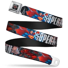 DC Comics New 52 Superman Shield Scenes Full Color Seatbelt Belt