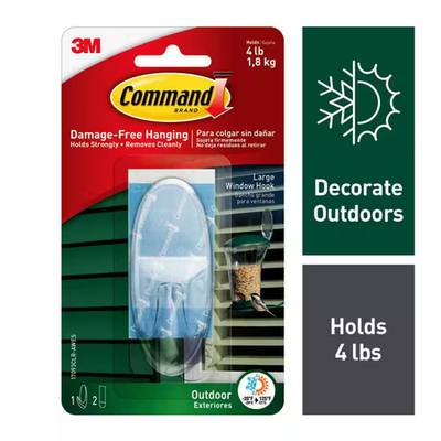 #ad #ad 4 Lb. Large Clear Outdoor Window Hook 1 Hook 2 Water Resistant Strips $6.56