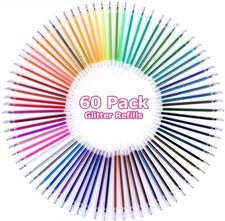 Glitter Gel Pen Refills, Soucolor 60 Colors Ink Metallic...