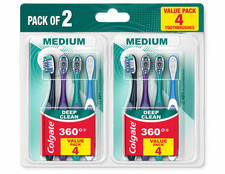 Colgate 360 Whole Mouth Clean Medium Toothbrush 8 Count 2 Packs of 4 Adult
