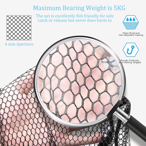 Fishing Landing Net with Stainless Steel Telescoping Pole 61" Long Handle,Rub... - Afbeelding 5 van 7