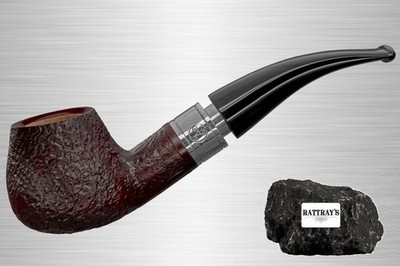 Rattray's Pfeife Monarch Sandblast Red 4 Black Half-Bent Diplomat 9mm Filter