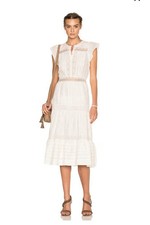 Ulla Johnson Women's Tatyana Eyelet Embroidered Cotton Short Midi Dress Size S 4