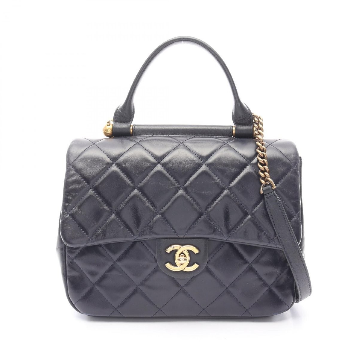 Chanel Matelasse Lambskin Top Handle Shoulder Bag in Calfskin 178803