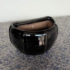 Ceramic Glazed Black Wall Planter - Decorative Hanging Plant Pot - Indoor 