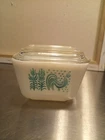 Vintage PYREX AMISH BUTTERPRINT ROOSTER Turquoise 501 with Lid 1.5 Cup great con
