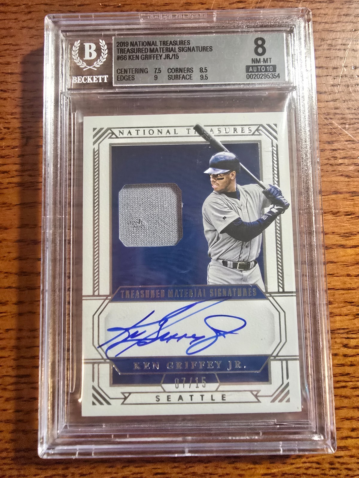 Ken Griffey Jr 2019 National Treasures Treasured Signatures On Card Auto # 7/15