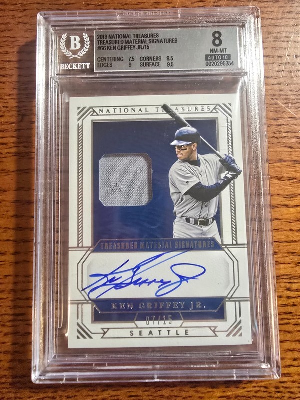 Ken Griffey Jr 2019 National Treasures Treasured Signatures On Card Auto # 7/15