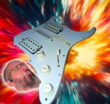 3 ply White on white Pearl  5 Way Loaded Strat Style Pickguard HSH Screamer 