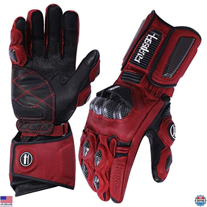 Harssidanzar KM045 Carbon Fiber Knuckle Motorcycle Gloves - Unisex Leather Gear