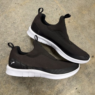 PUMA Laguna Fusion Slip On Black Silver Womens Size 11 Spikeless Golf Shoes
