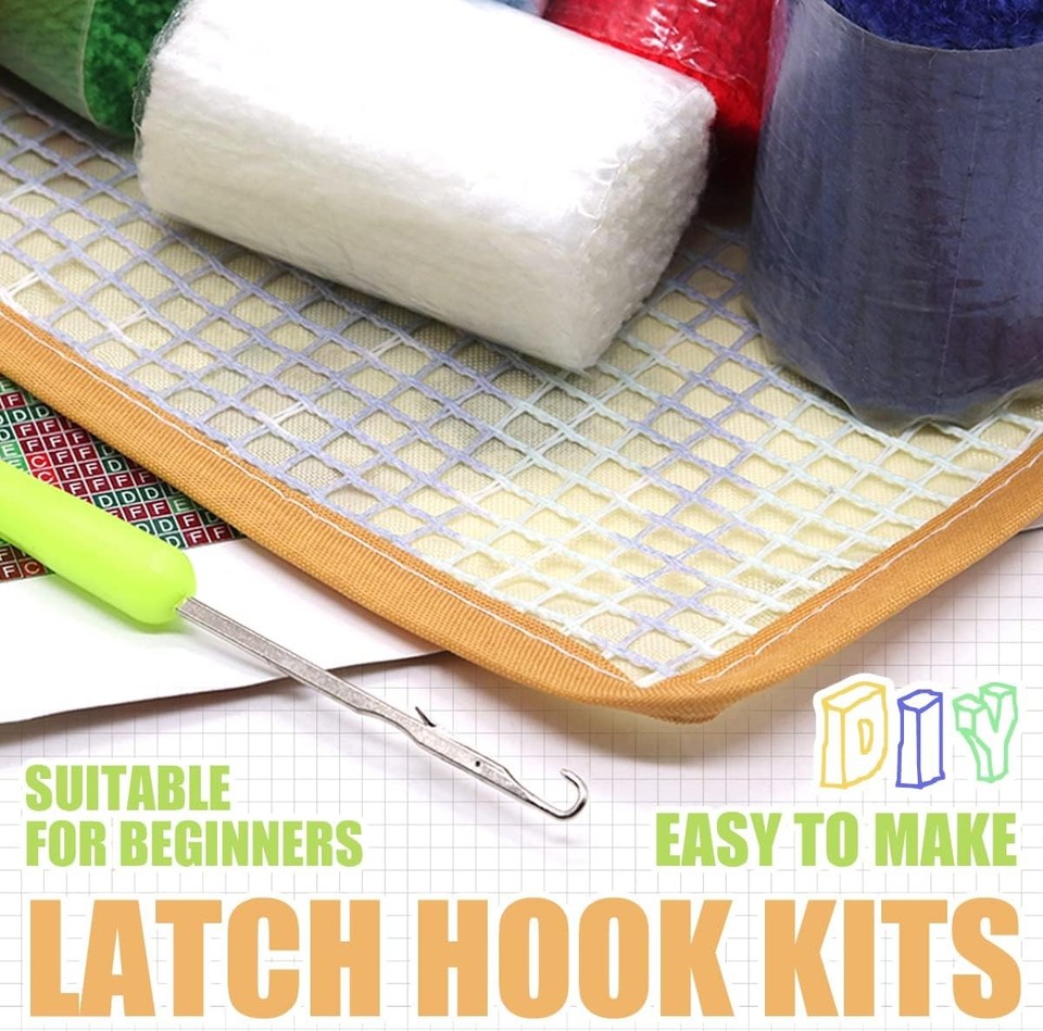 Hooking Rugs House Latch Hook Rug Kit DIY Crochet Yarn Cushion Home Decoration Craft Kit ...