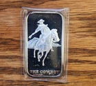 VTG The Lincoln Mint "The Cowboy" One Ounce .999 Silver Art Bar (43)