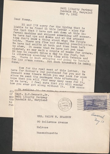 1951 Letter to Mother describing Korea's harrowing conditions, horrible mud hole
