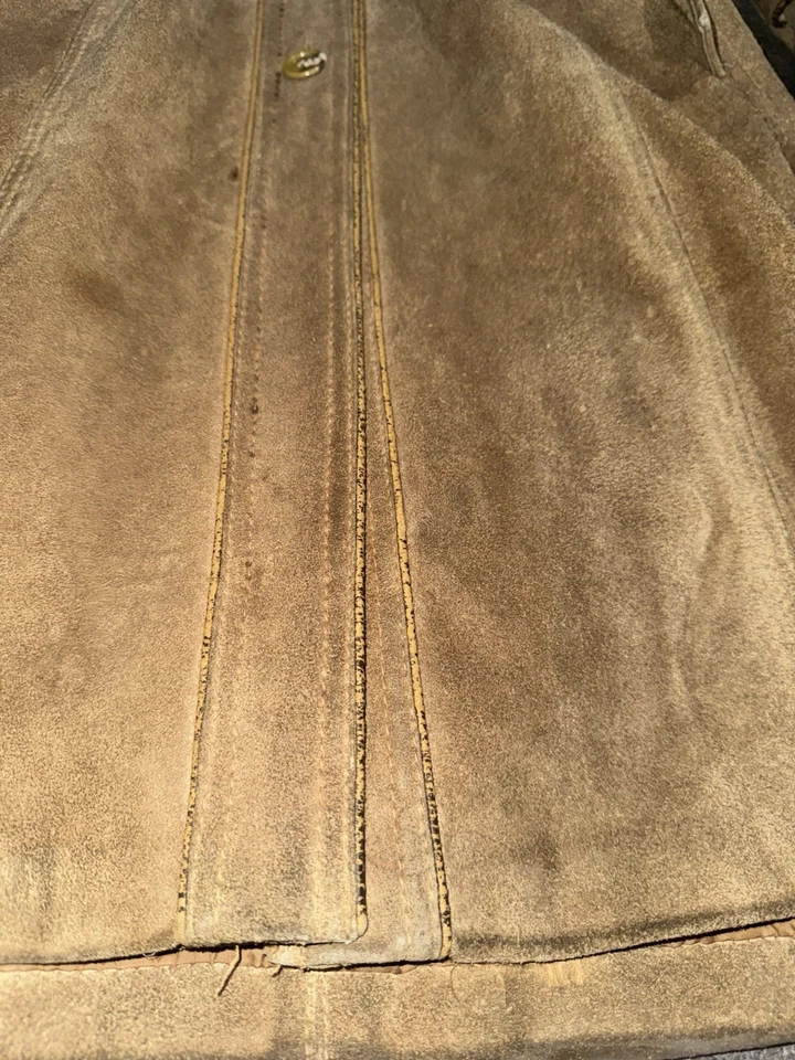 Vintage 1970d Suede Leather Trench Coat Belted Western Boho Womens 9/10 - Image 2 of 4