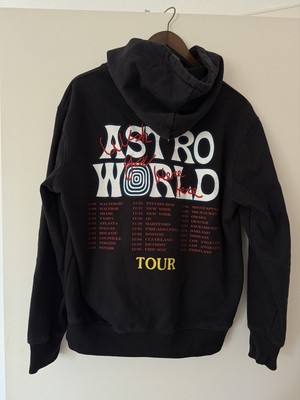 Travis Scott  ASTROWORLD  Tour Hoodie   Size S   Embroidered / Signed Look Black